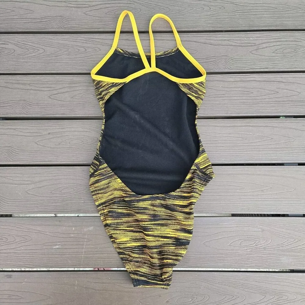 TYR DuraFast Fizzy Cutoutfit 1 Pc Black/gold Youth Girl Sz 26 New No Tag